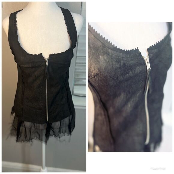 Illia Tops - Illia Size 2 Leather Top And Lace Gothic
Punk Small Medium Nwt